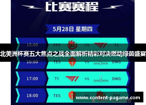 北美洲杯赛五大焦点之战全面解析精彩对决燃动绿茵盛宴