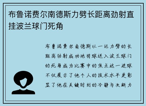 布鲁诺费尔南德斯力劈长距离劲射直挂波兰球门死角