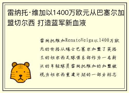 雷纳托·维加以1400万欧元从巴塞尔加盟切尔西 打造蓝军新血液
